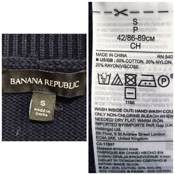 Banana Republic Blue Cotton-Blend Sweater size S - Picture 6 of 8